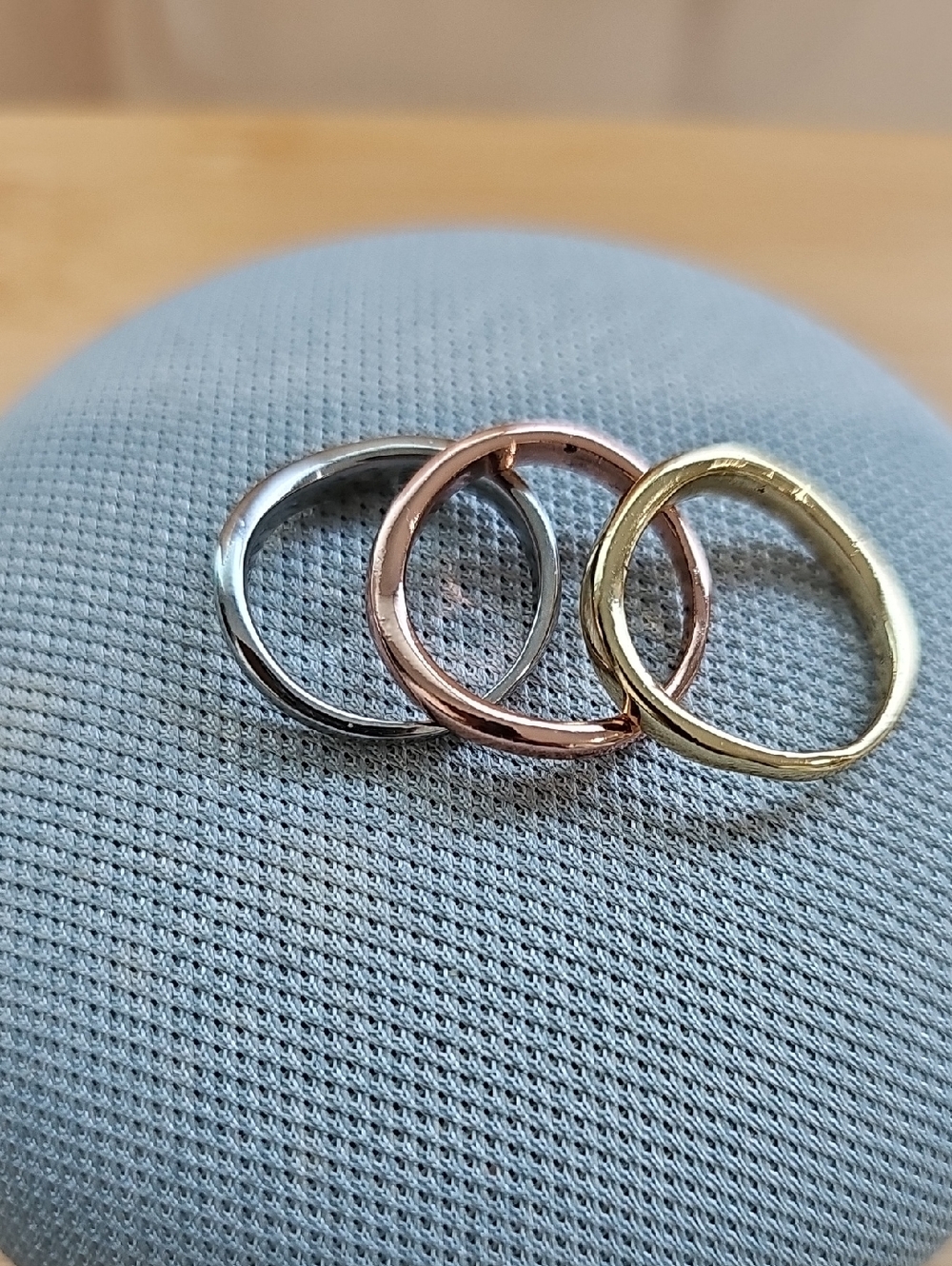 Trio Stacking Rings in Silver, Rose Gold & Gold